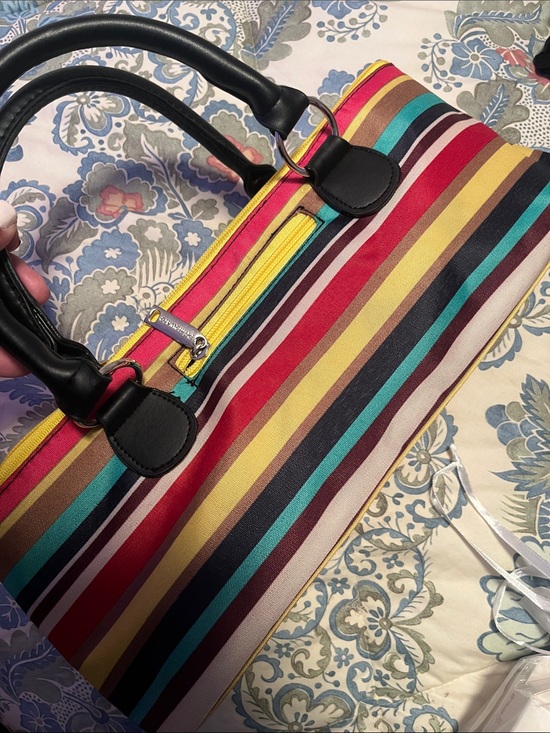 Primeware Handbags - NWT Striped Multicolor Insulated Tote Bag with Black Handles- Keep It Cold!